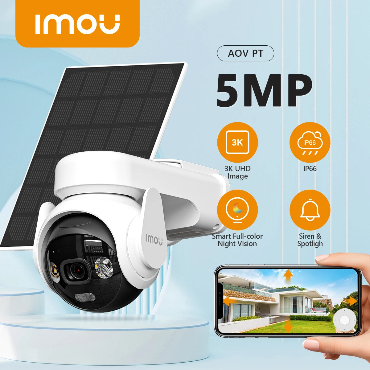 IMOU AOV PT 5MP Solar 4G LTE Outdoor Security Camera | 360° PTZ | Wi-Fi | PTA Approved | 10000mAh Battery | Auto Tracking IP Camera